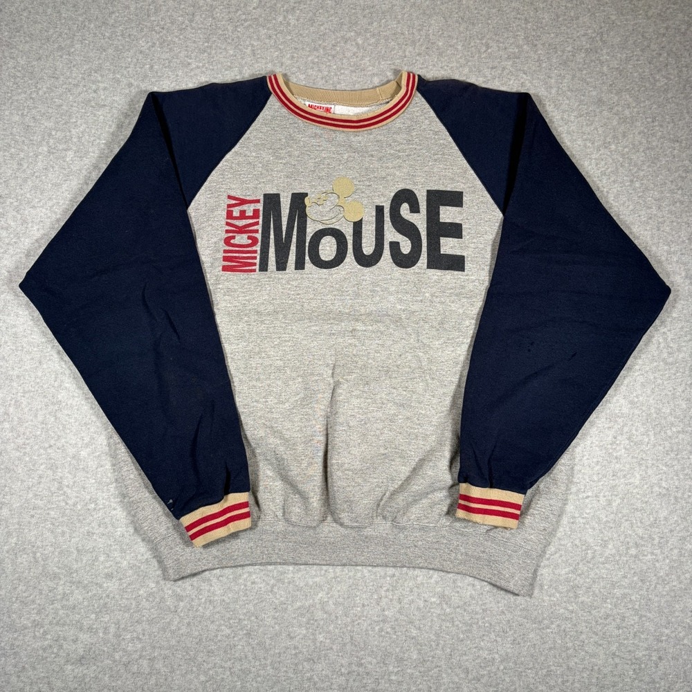 Vintage 90s Mickey Inc. Mickey Mouse Pullover Sweatshirt Gray XXL USA Made